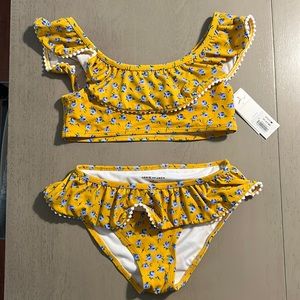 Janie and Jack Blue and yellow floral girls two piece bathing suit. NWT